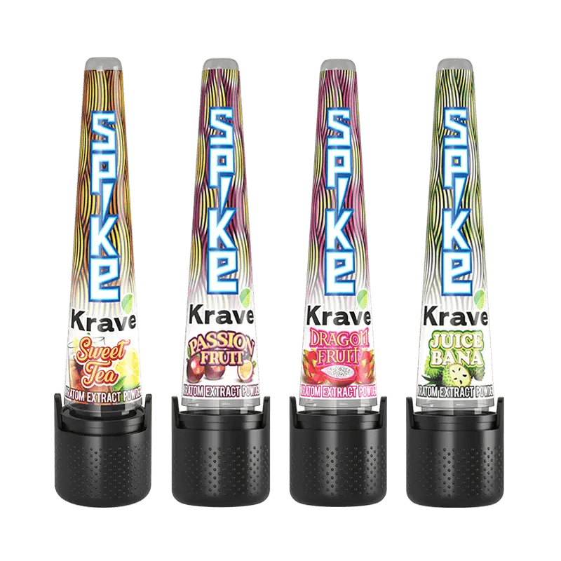 Krave Botanicals Spike Kratom Powder Dragon Fruit, Sweet Tea, Passion Fruit, Juice Bana at Kratom Warehouse