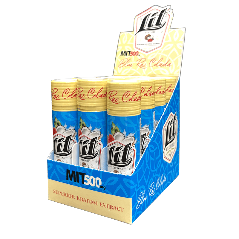 Lit Culture Blue Raz Colada Kratom Extract Shot 500 MIT 12 - Pack at Kratom Warehouse