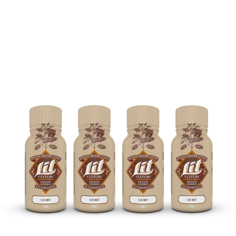 Lit Culture Butterscotch Kratom Extract Shot 110 MIT 4 - Pack at Kratom Warehouse