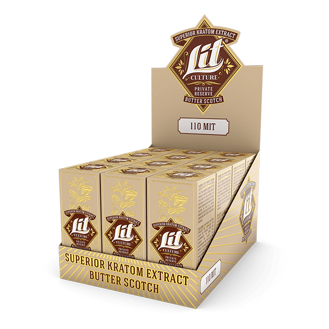 Lit Culture Butterscotch 110 mit Kratom Extract Shot 12-Pack - Kratom Warehouse