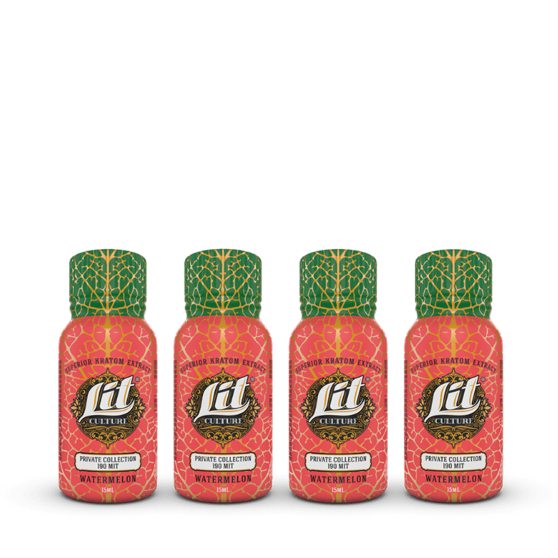 Lit Culture Watermelon Kratom Extract Shot 190 MIT 4 - Pack at Kratom Warehouse