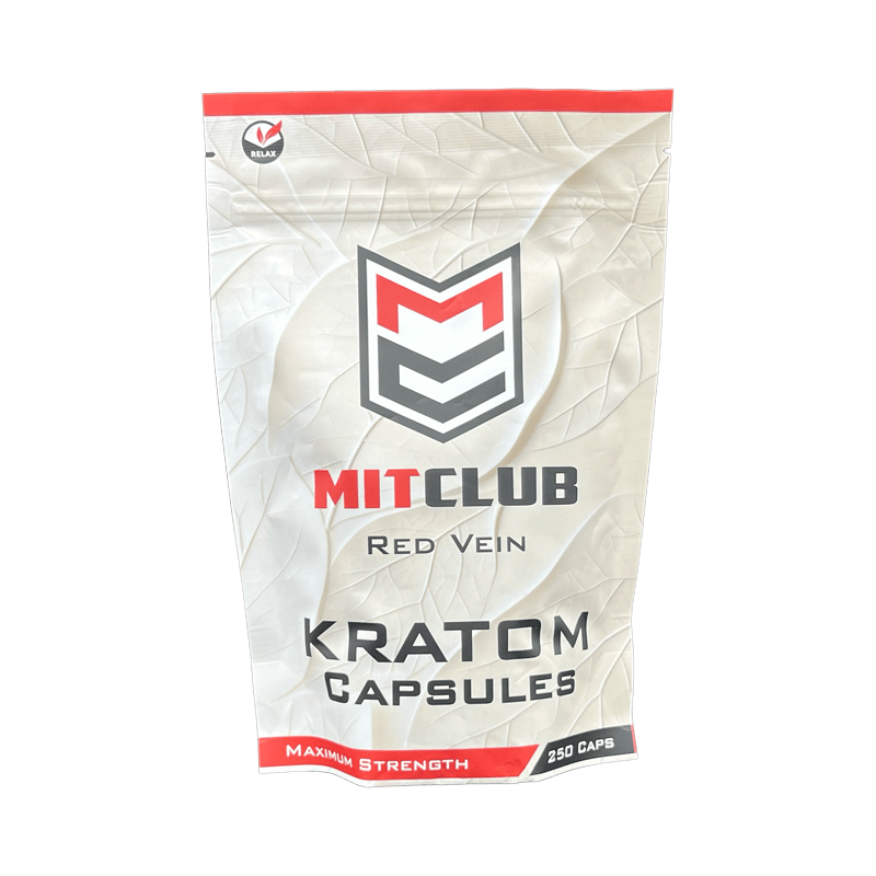 MitClub Red Vein Capsules 250ct at Kratom Warehouse