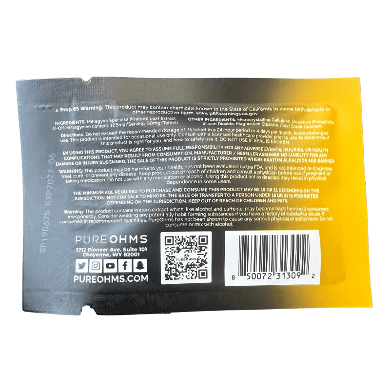 Pure Ohms Black 7 - Hydroxy Tablet 30 - Pack at Kratom Warehouse