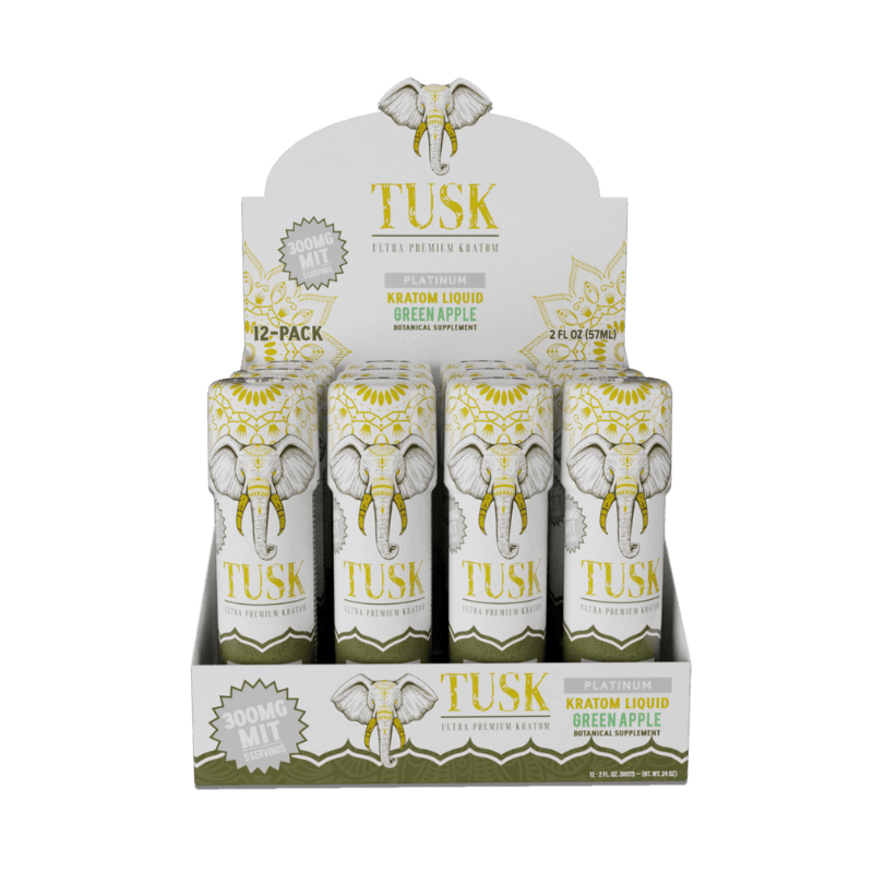 Tusk Platinum Kratom Extract Shots 300mg Green Apple 12 - Pack at Kratom Warehouse