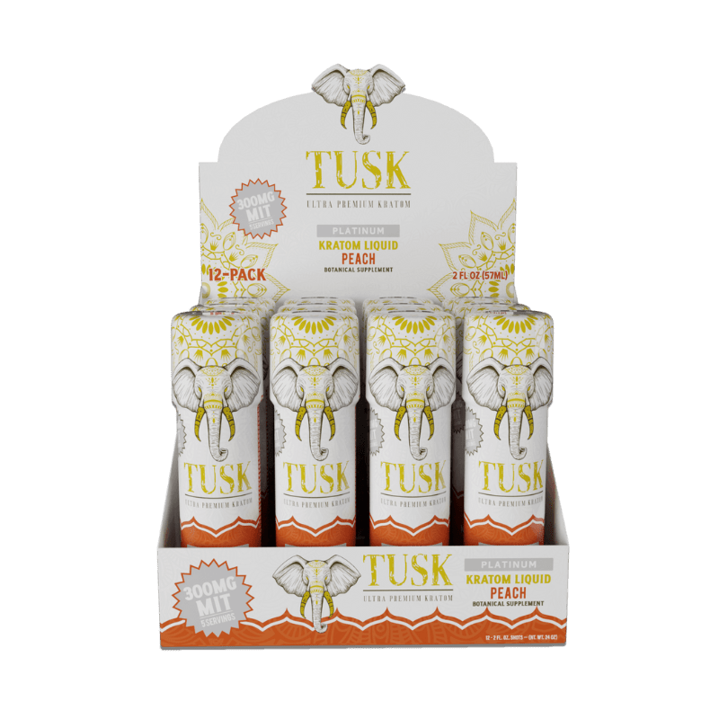 Tusk Platinum Kratom Extract Shots 300mg Peach 12 - Pack at Kratom Warehouse